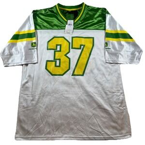 John Deere Football Jersey Shirt Mens Large Green Yellow NCAA Farm Sports 37 New